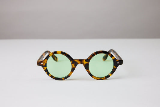 NEW YORK EYERISH, Greystones. Light Tortoise Shell Frame with Light Green Lenses
