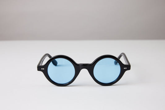NEW YORK EYERISH, Greystones. Black Frame with Baby Blue Lenses