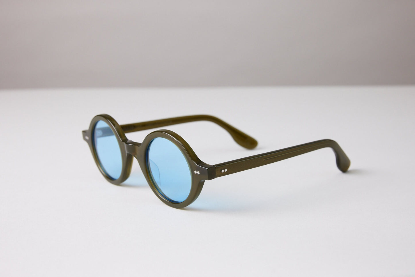 NEW YORK EYERISH, Greystones. Green Frame with Baby Blue Lenses