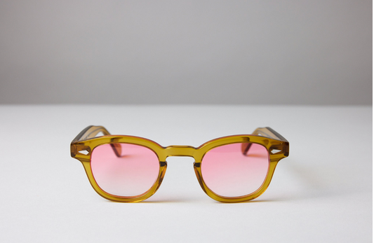 Small - NEW YORK EYERISH Causeway. Caramel Frame and Pink Fade lenses