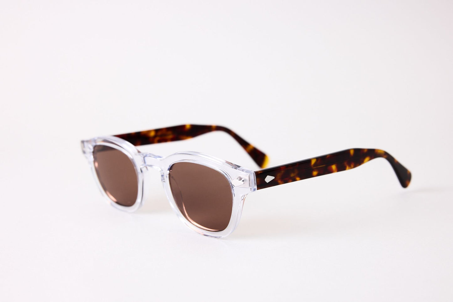 Small - New York Eye_rish, Causeway. Clear Frame with Dark Tortoise Temples with Amber Lenses