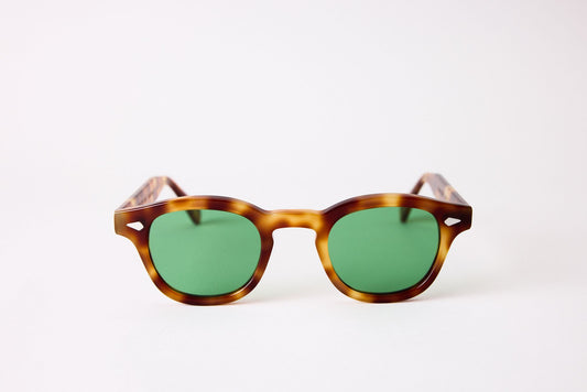 Small - New York Eye_rish, Causeway. Red and Blonde Frame with Racing Green Lenses