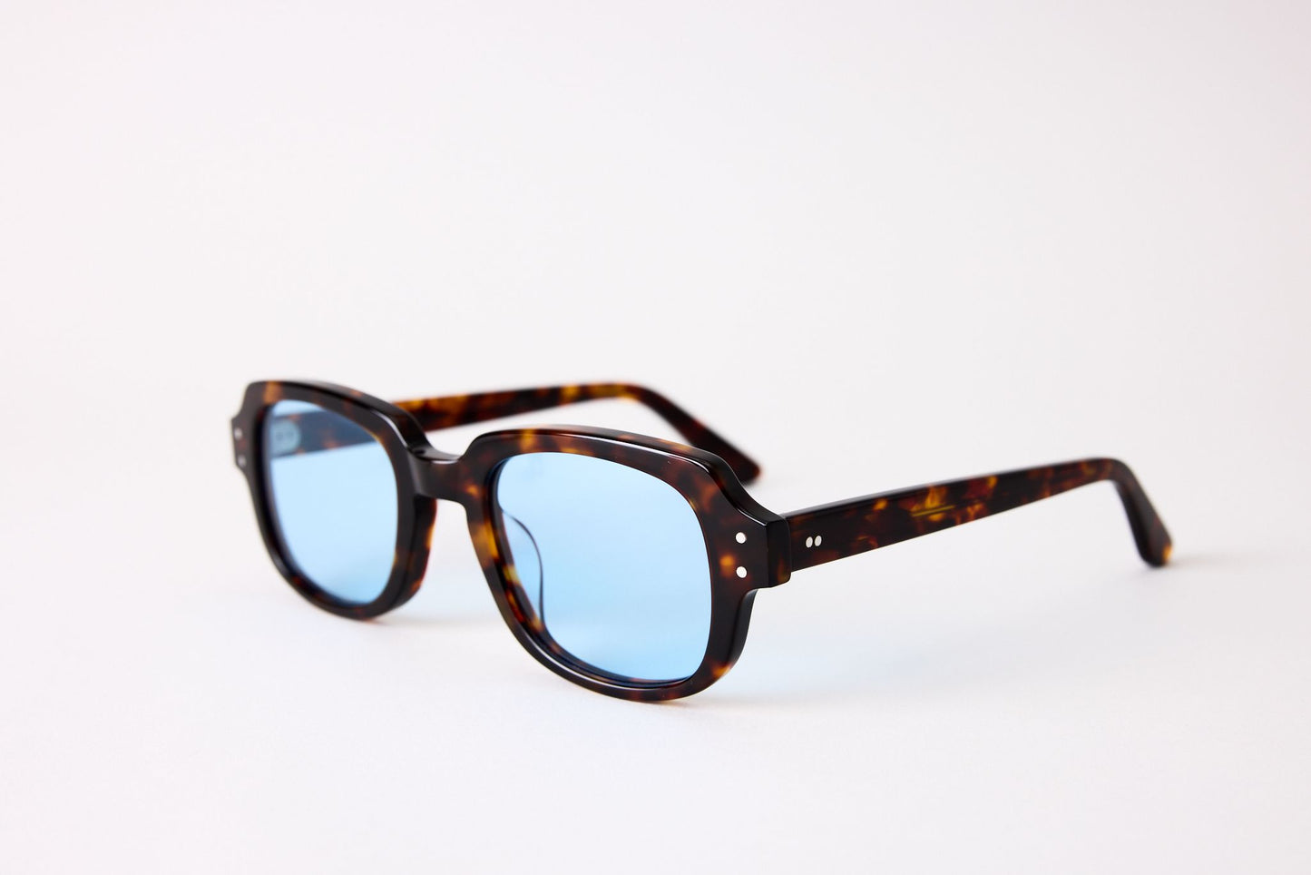 Small - New York Eye_rish, "The Downings." Dark Tortoise Frame with Baby Blue Lenses