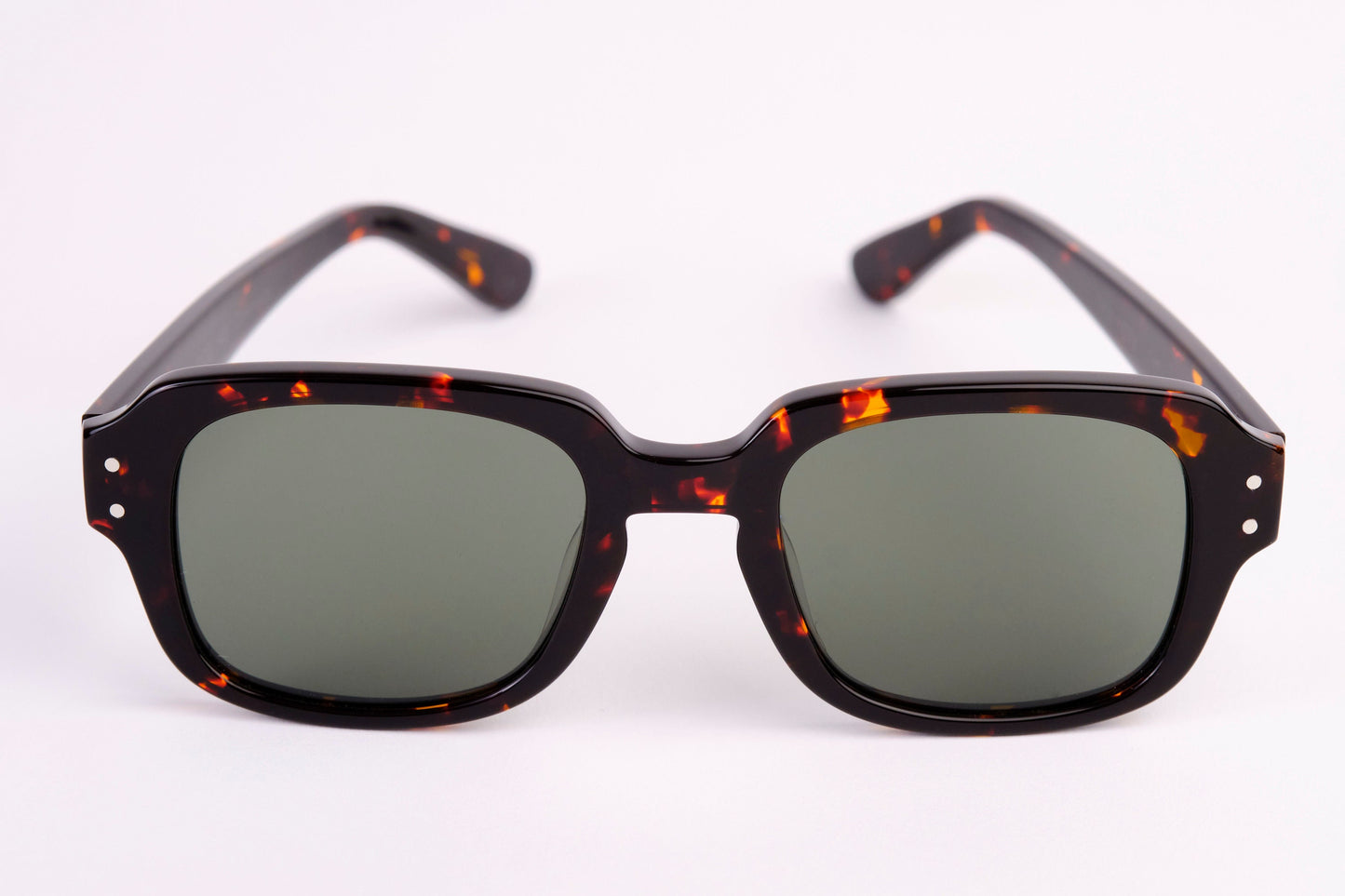 Large - New York Eye_rish, "The Downings." Dark Brown Tortoise Shell Frame with G24 Green Lenses