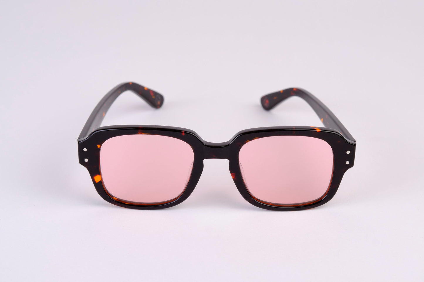 Large - New York Eye_rish, "The Downings." Dark Brown Tortoise Shell Frame with Pink Lenses