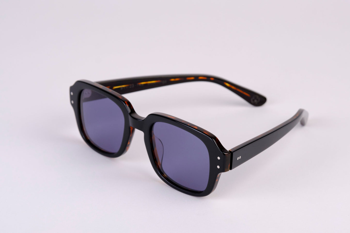 Large - New York Eye_rish, "The Downings." Black/Brown Tortoise Shell Frame with Deep Blue Lenses