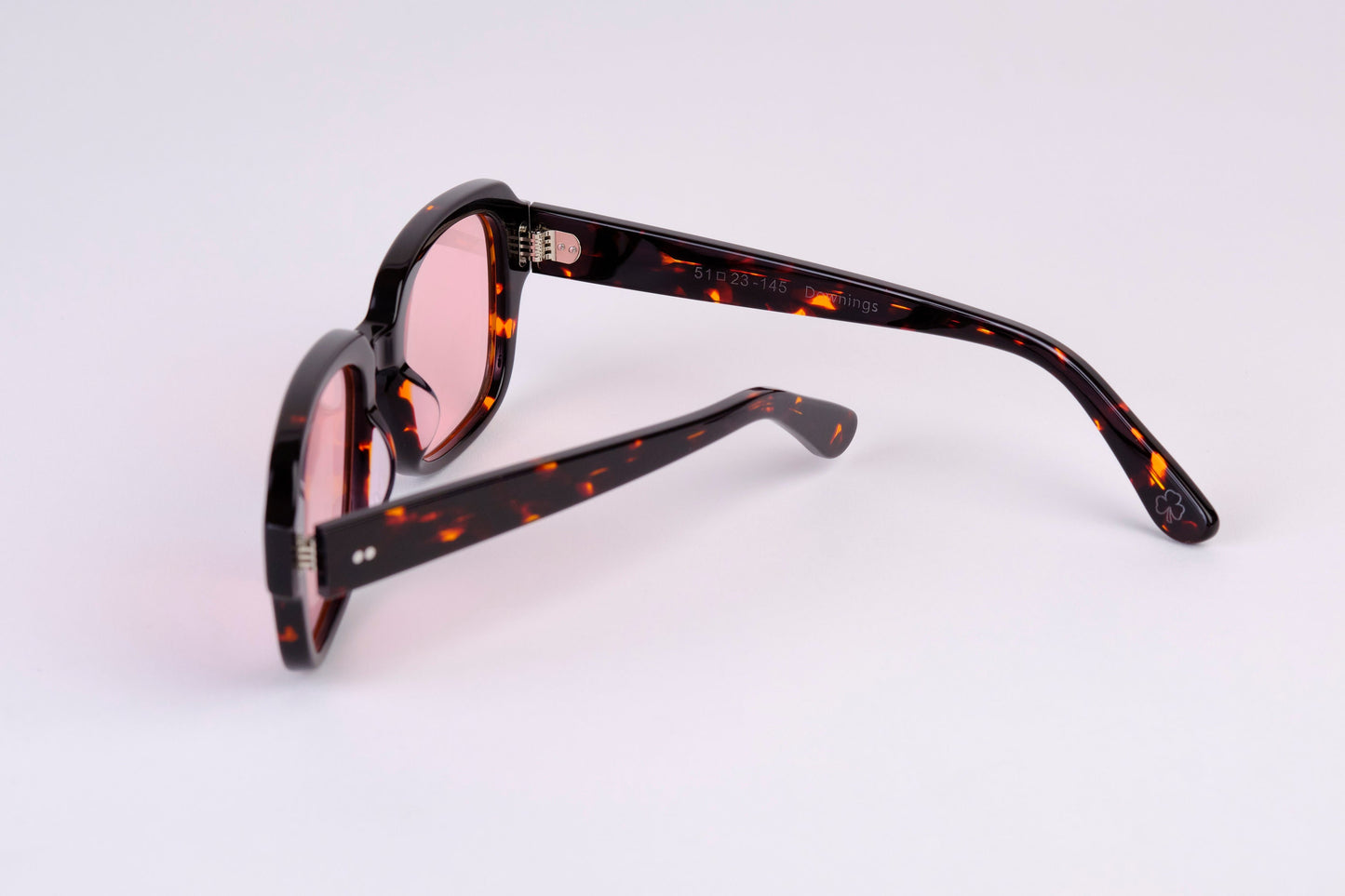 Large - New York Eye_rish, "The Downings." Black/Brown Tortoise Shell Frame with Pink Lenses