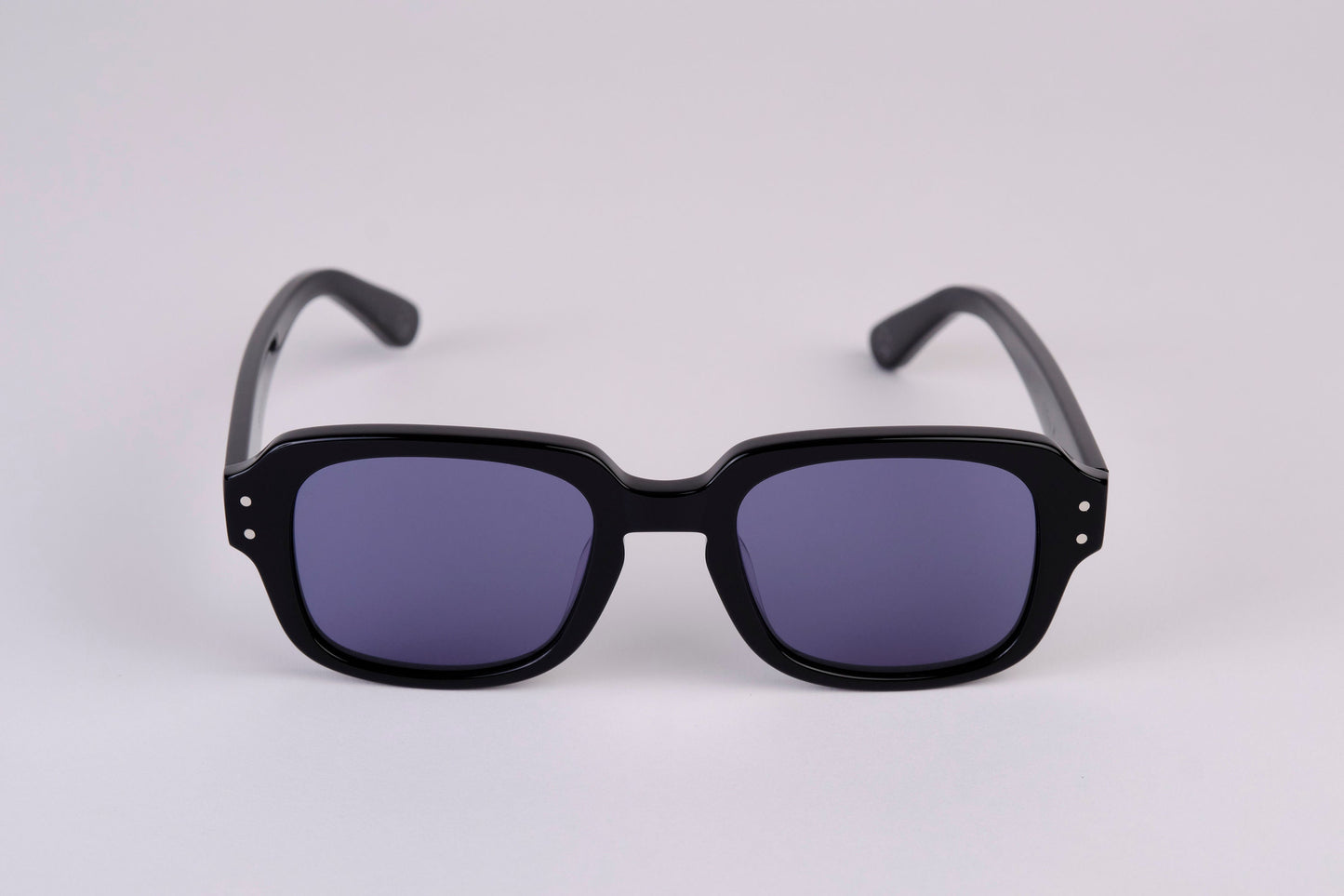 Large - New York Eye_rish, "The Downings." Black Polished Frame with Deep Blue Lenses