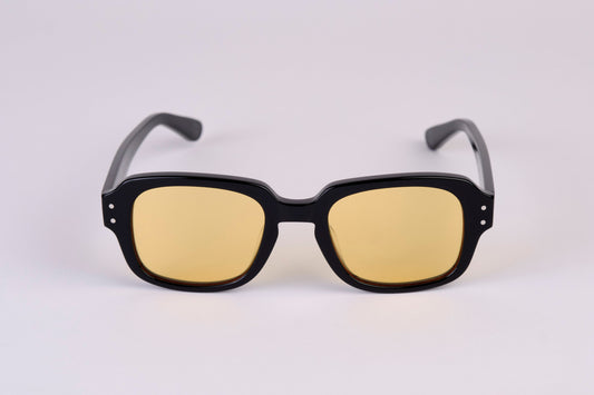 Large - New York Eye_rish, "The Downings." Black Polished Frame with Orange Lenses