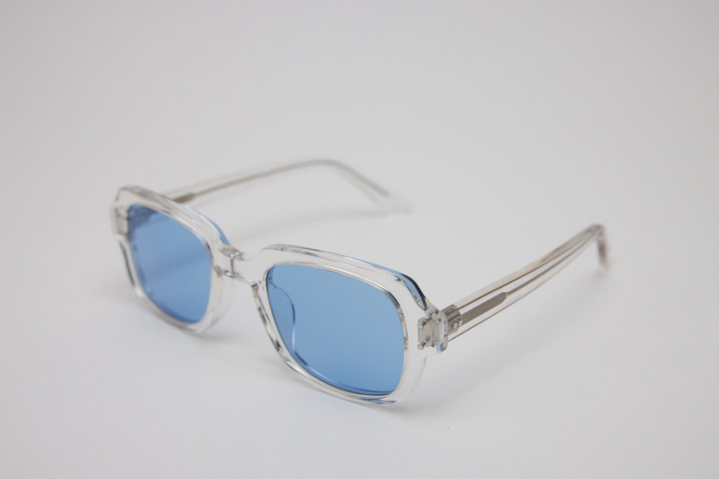 Small - NEW YORK EYERISH, "The Downings." Clear Frame with Baby Blue Lenses
