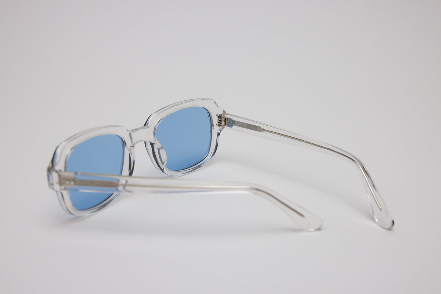 Small - NEW YORK EYERISH, "The Downings." Clear Frame with Baby Blue Lenses