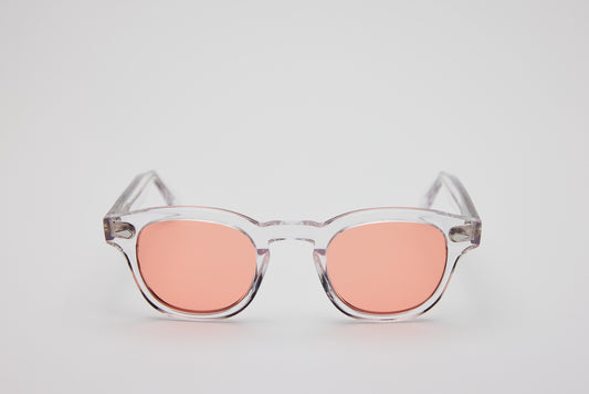 Small - NEW YORK EYERISH, Causeway. Clear Frame with Pink Lenses