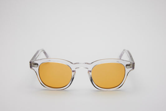 Small - NEW YORK EYERISH, Causeway. Clear Frame with Orange Lenses