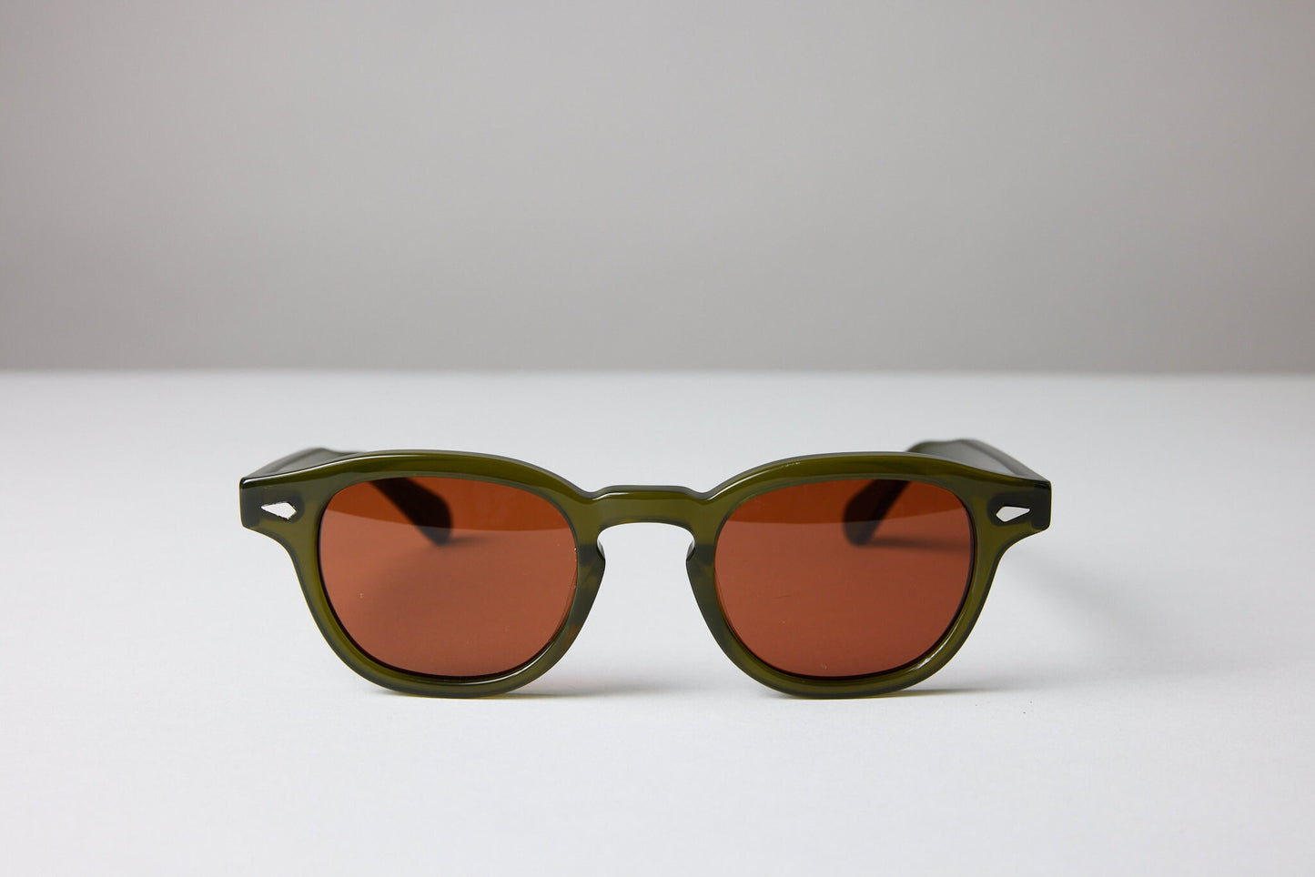 Large - New York Eye_rish, Causeway. Olive Green Frame with Amber Lenses