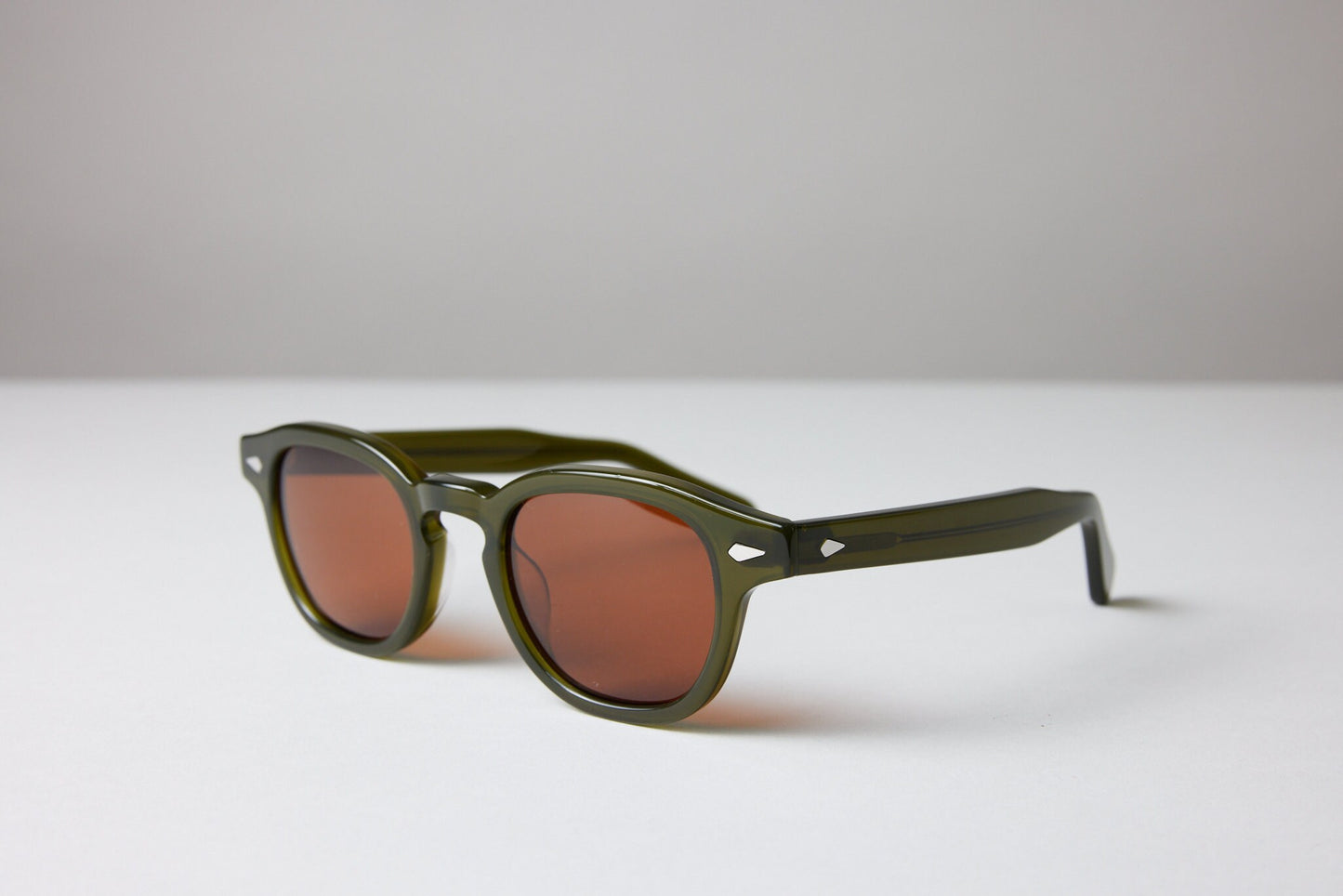 Large - New York Eye_rish, Causeway. Olive Green Frame with Amber Lenses