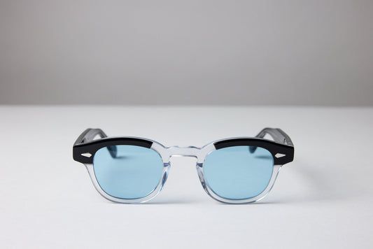 Small - NEW YORK EYERISH, Causeway. Two-tone, Black/Crystal Frame with Baby Blue Lenses