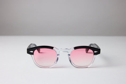 Small - NEW YORK EYERISH, Causeway. Two-tone, Black/Crystal Frame with Pink Fade Lenses