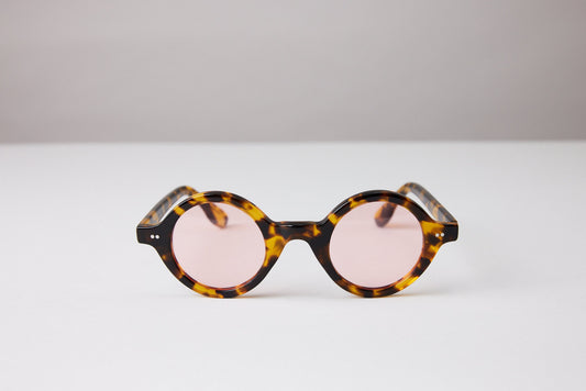 NEW YORK EYERISH, Greystones. Light Tortoise Shell Frame with Pink Lenses