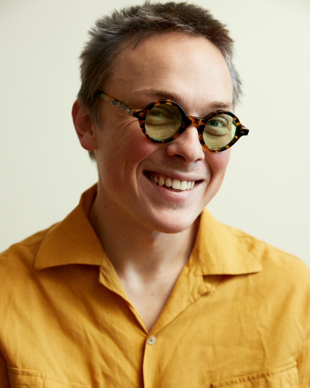 NEW YORK EYERISH, Greystones. Green Frame with Pink Lenses